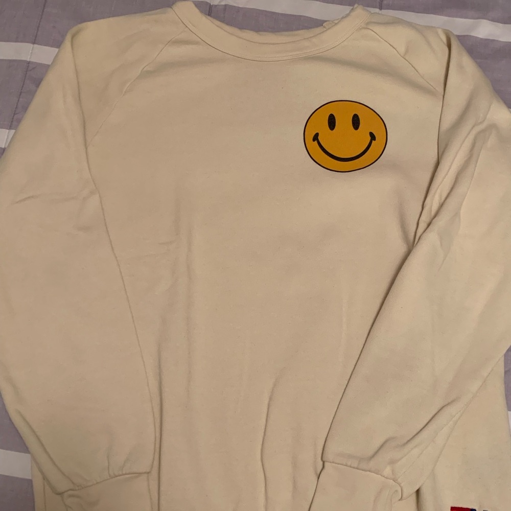 Aviator nation vintage white smiley face crewneck XXL